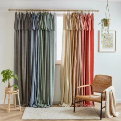 Rideau lyocell Tencel™ ajustable (140 x max 270 cm) Olivia Bleu stone