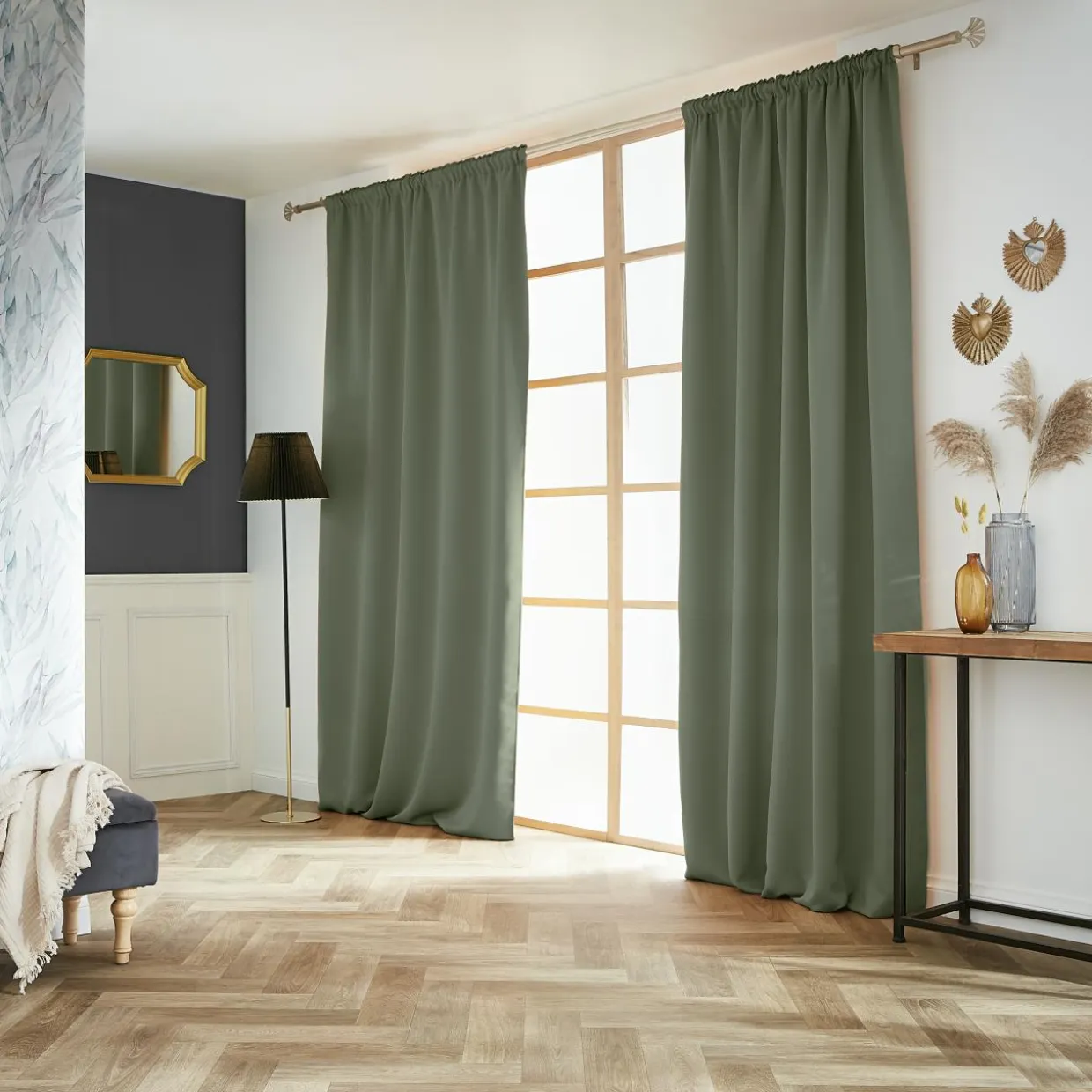 Rideau obscurcissant galon fronceur (140 x 260 cm) Dark Vert kaki