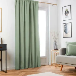 Rideau obscurcissant thermique galon fronceur (140 x 240 cm) Minuit Vert kaki