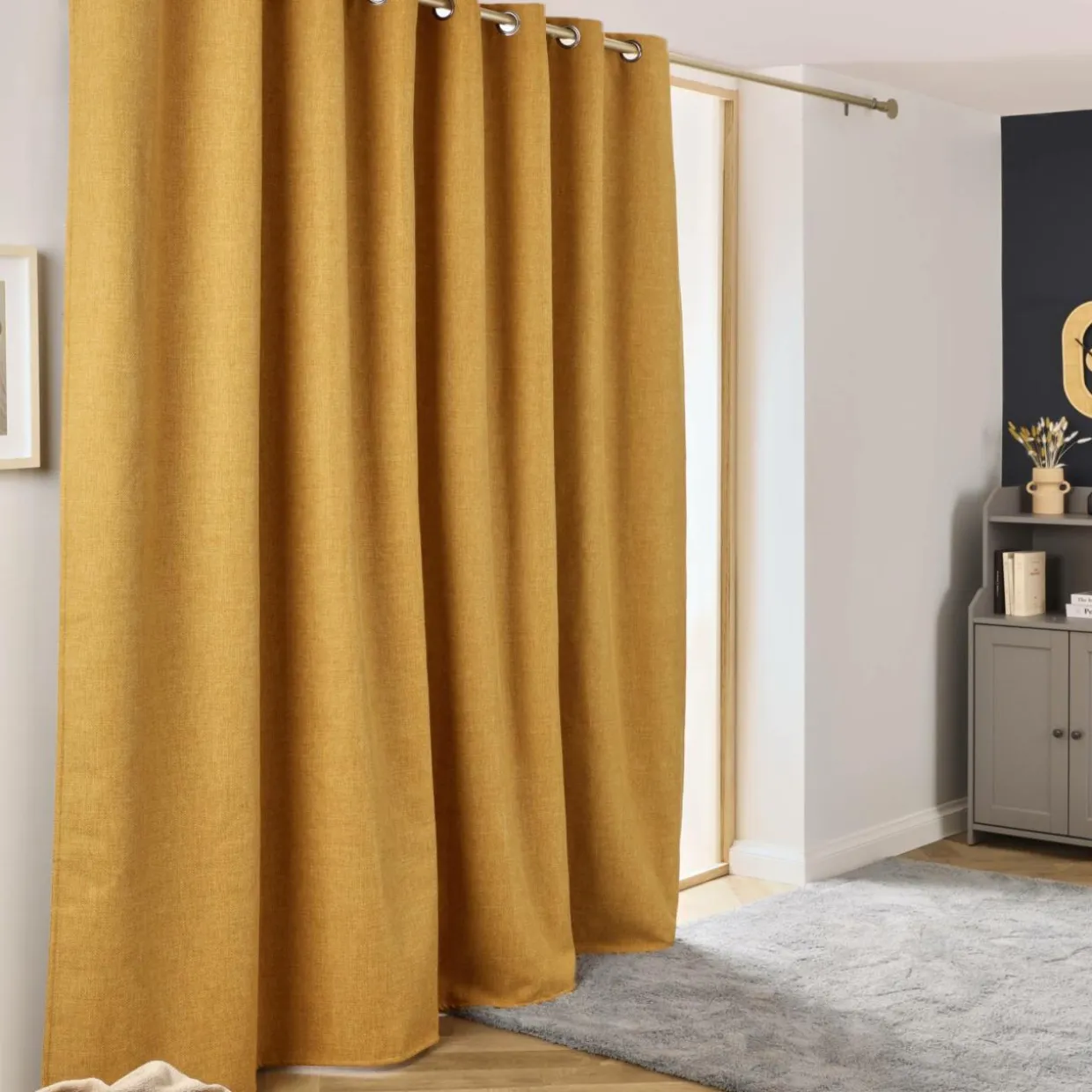 Rideau obscurcissant thermique (280 x 240 cm) Alba Jaune moutarde