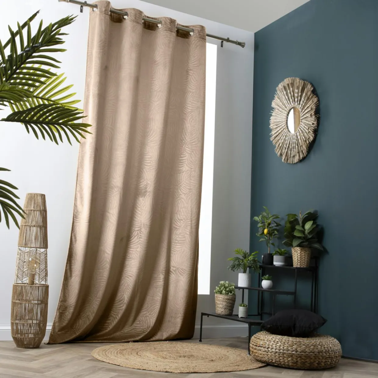 Rideau obscurcissant velours (140 x 240 cm) Fern Taupe