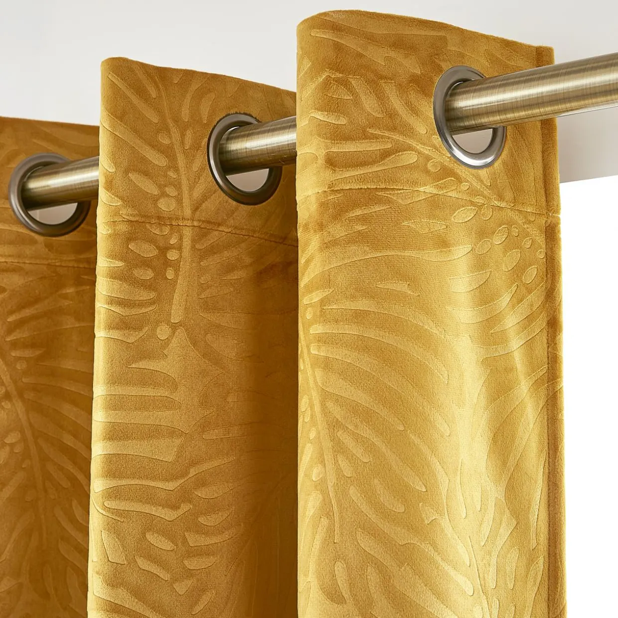 Rideau obscurcissant velours (140 x 280 cm) Fern Jaune ocre
