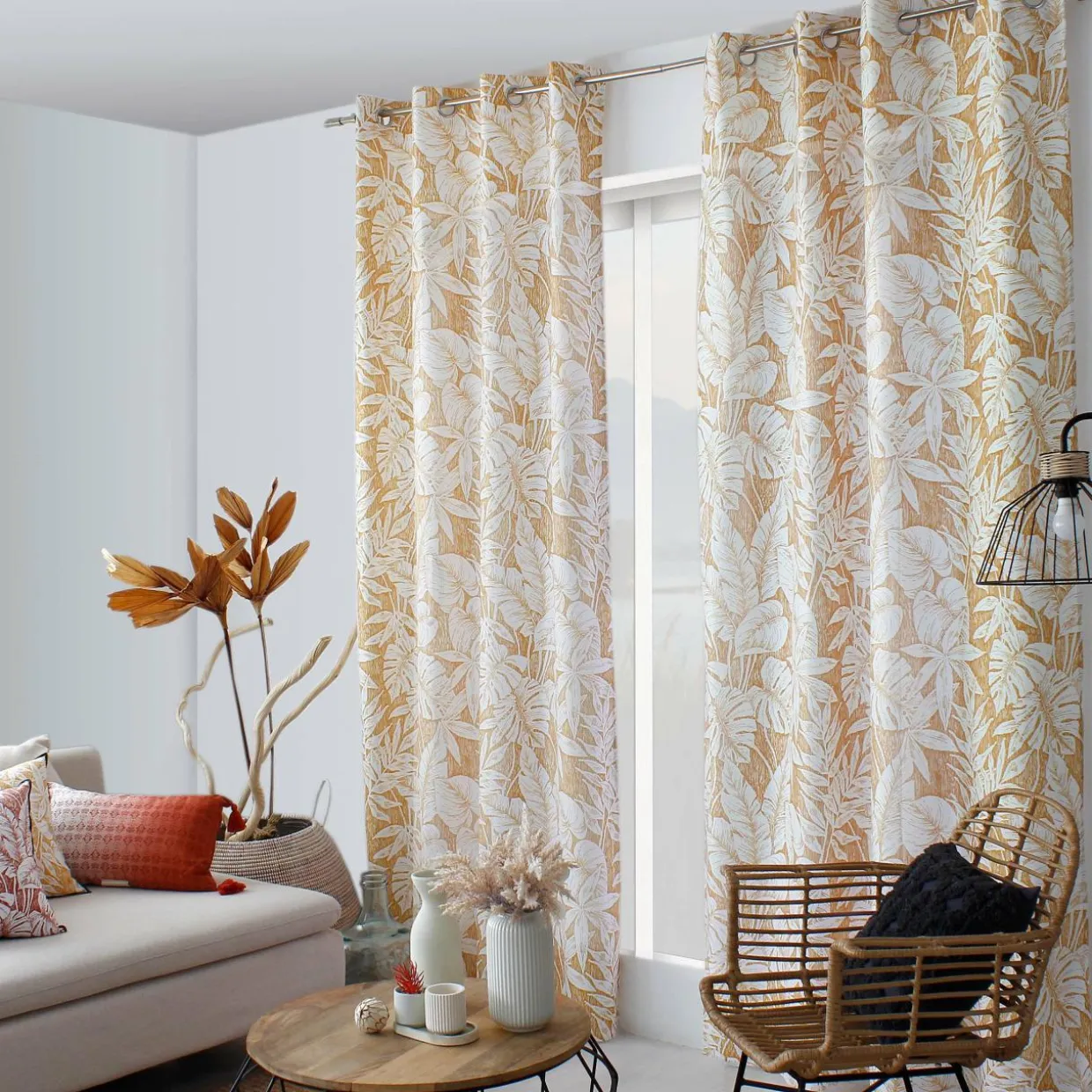 Rideau oeillets (135 x 240 cm) Bundi Jaune moutarde