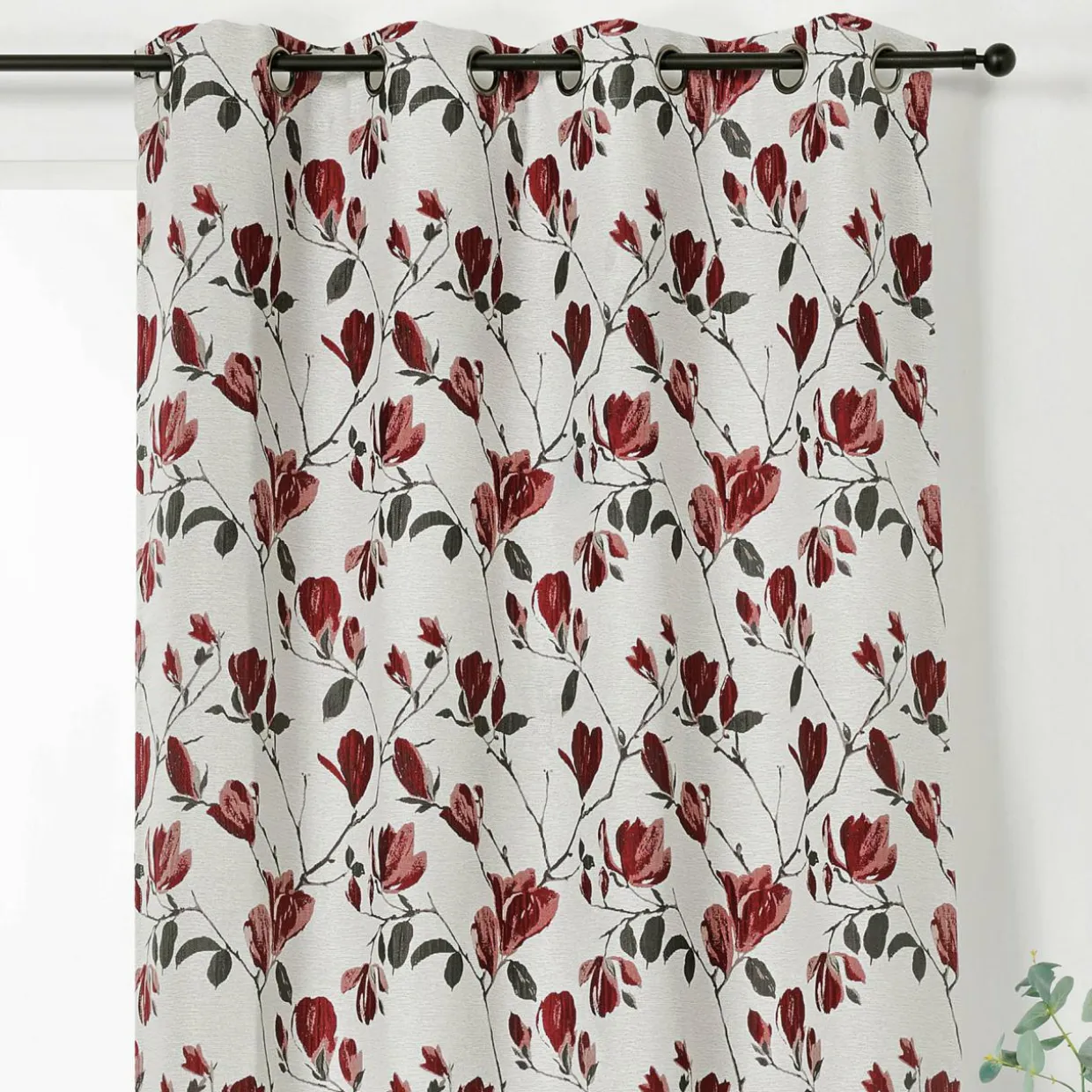 Rideau oeillets (135 x 250 cm) Magnolia Rouge