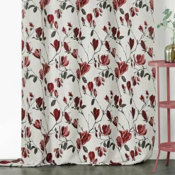 Rideau oeillets (135 x 250 cm) Magnolia Rouge