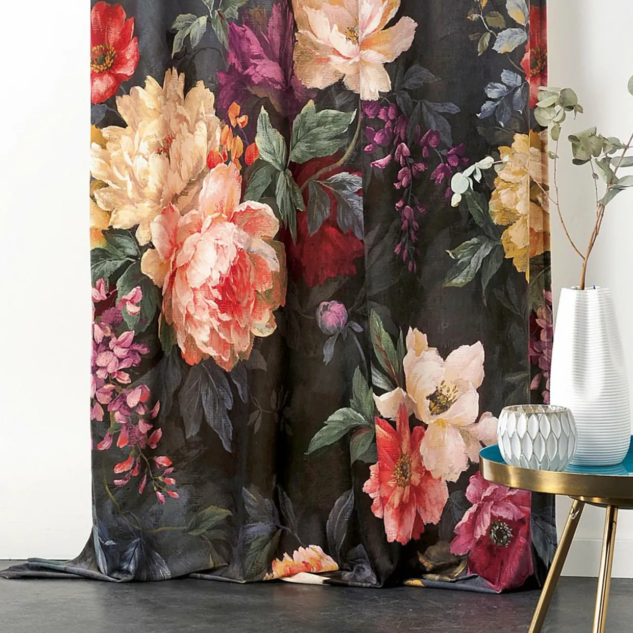 Rideau oeillets (145 x 250 cm) Pivoine Rouge