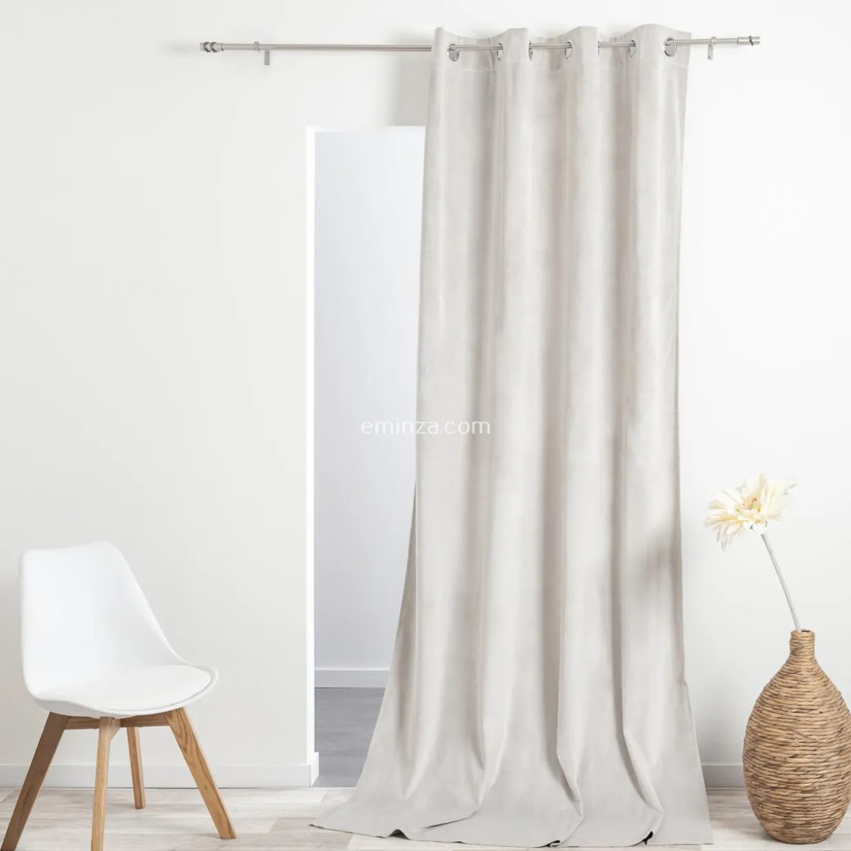 Rideau oeillets (140 X 260 cm) Velours Ivoire