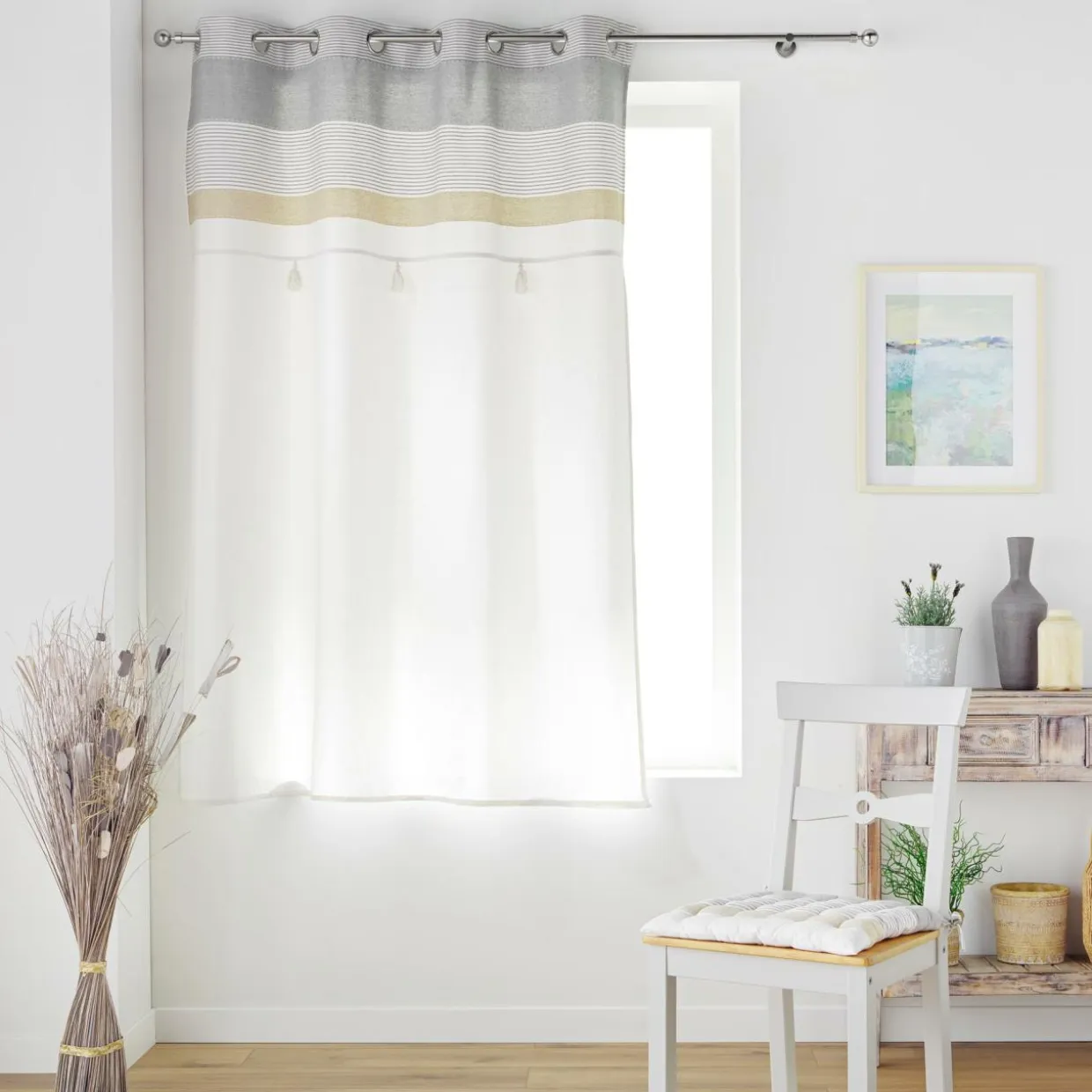 Rideau polycoton (140 x 180 cm) Iliade Blanc