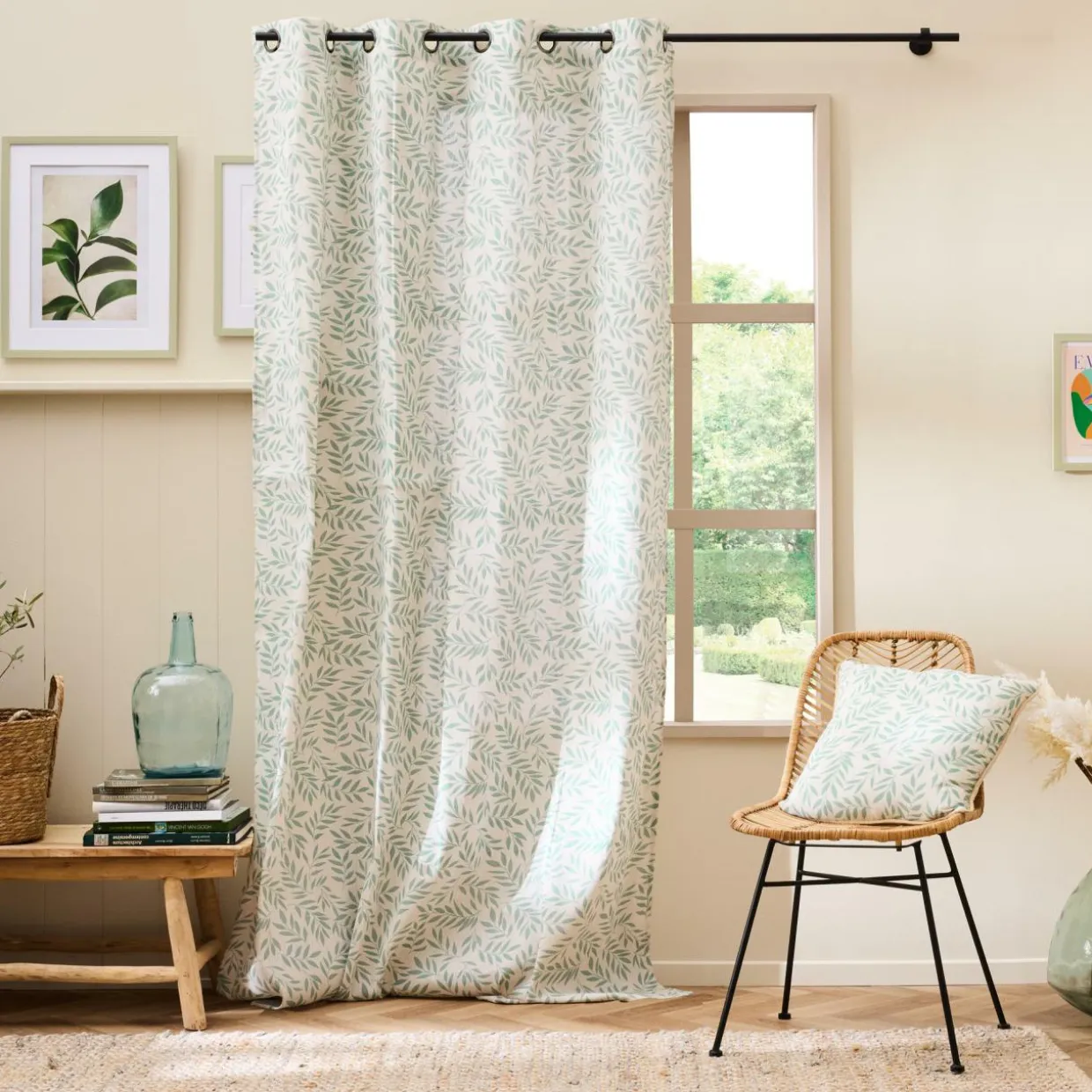 Rideau polycoton (140 x 240 cm) Naya Vert sauge