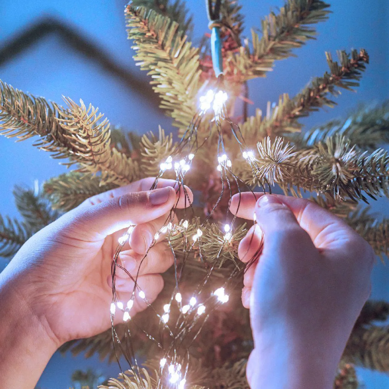 Rideau pour sapin H1,80 m 408 Micro LED Flashing light Blanc froid