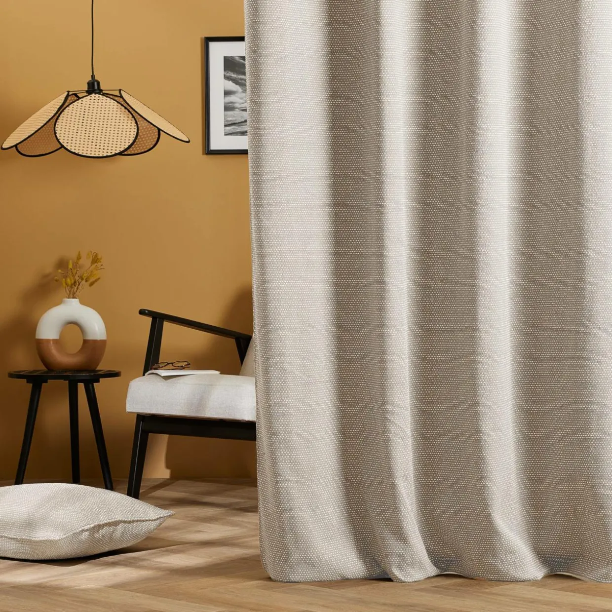 Rideau tissage jacquard (140 x 240 cm) Oscar Taupe