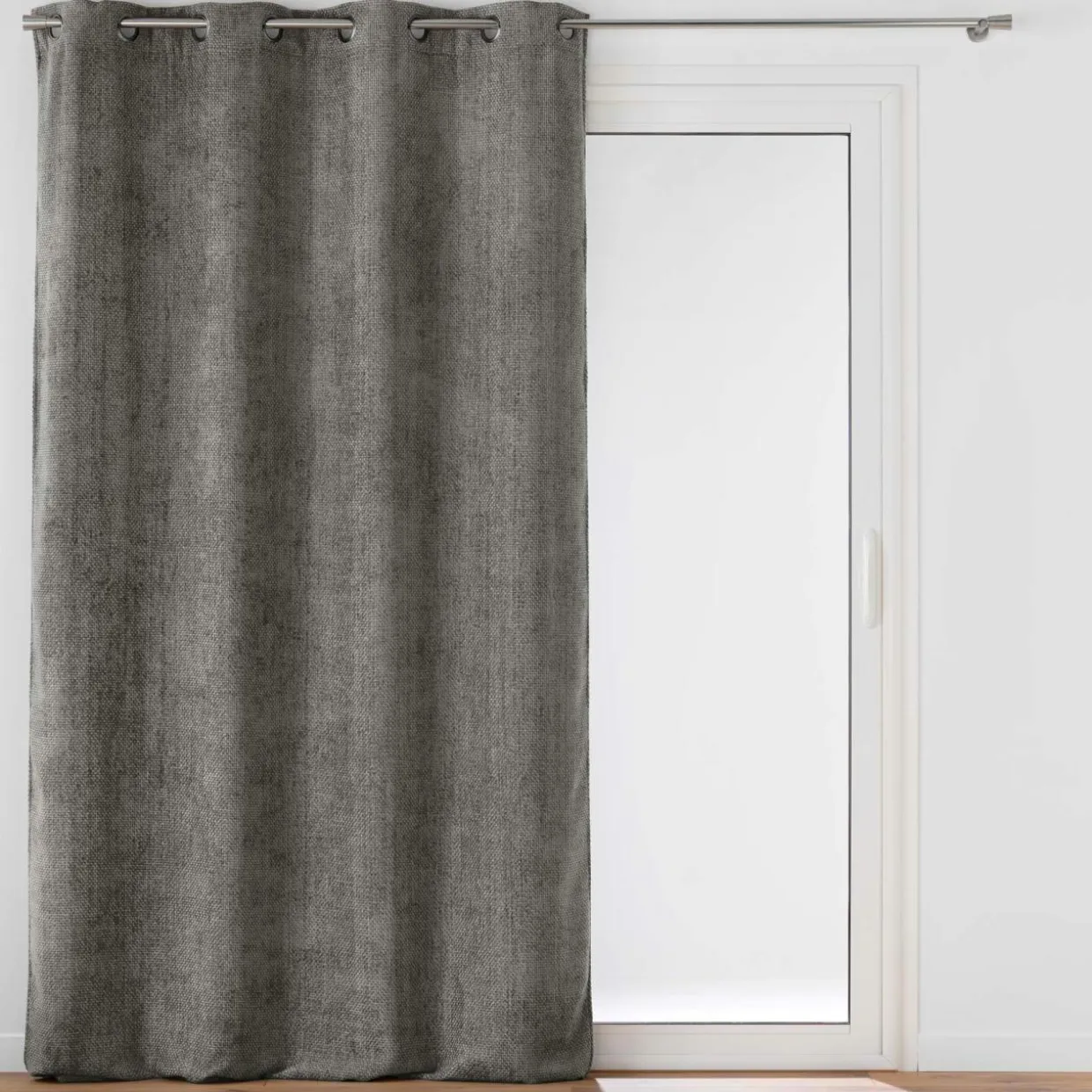 Rideau Velours Chenille (140 x 260 cm) Leo Gris Anthracite
