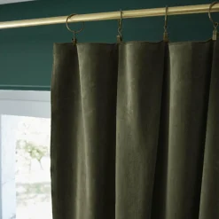 Rideau velours de coton ajustable (140 x max 270 cm) Victor Vert thym