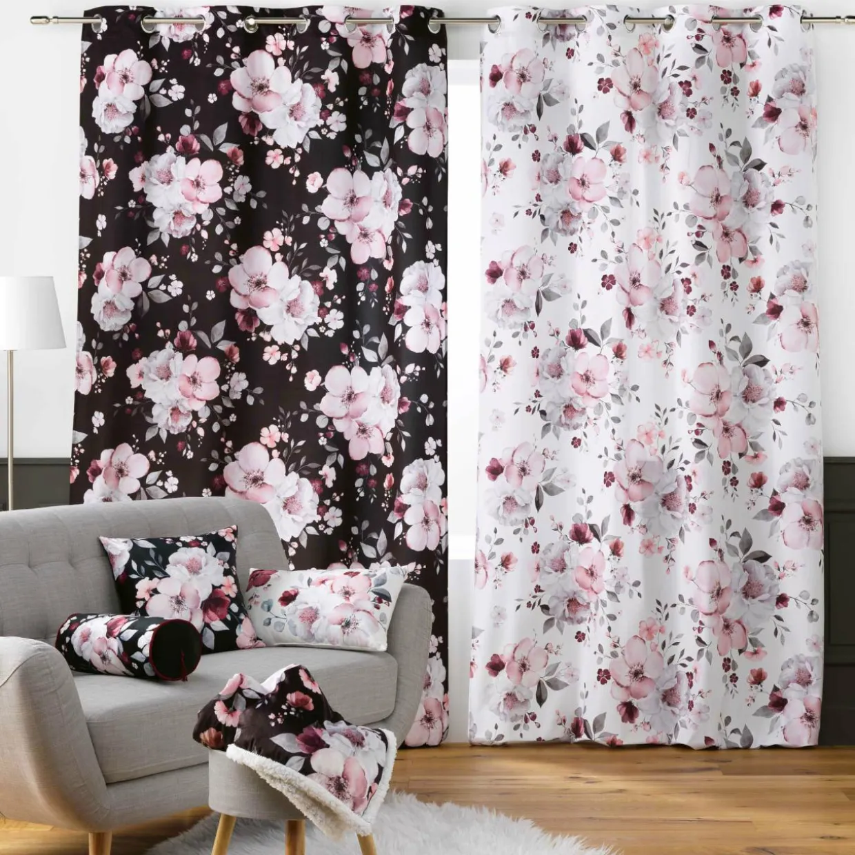 Rideau (140 x 240 cm) Velvet flower Blanc