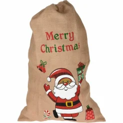 Sac cadeau en tissu (H90 cm) "Merry christmas" Rouge
