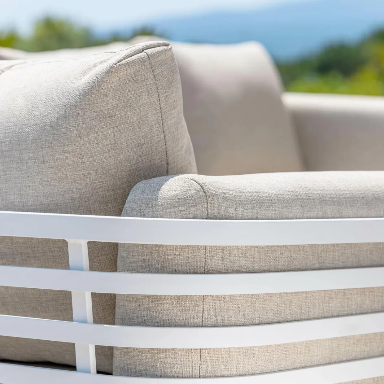 Salon de jardin aluminium 12 places 8 pcs Monte Carlo Blanc et taupe