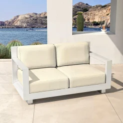 Salon de jardin aluminium 4 places 4 pcs Elba Blanc et beige