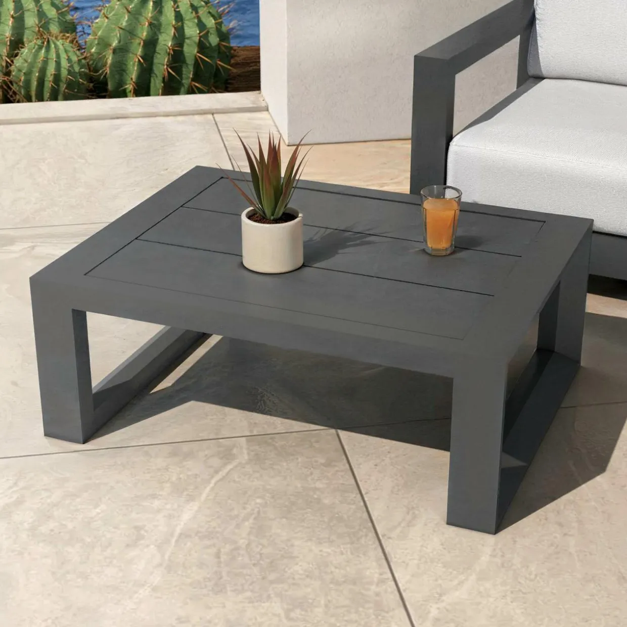 Salon de jardin aluminium 4 places 4 pcs Elba Gris anthracite et gris clair