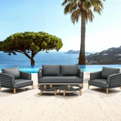 Salon de jardin aluminium 4 places 5 pcs Monte Carlo Gris anthracite