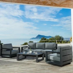 Salon de jardin aluminium 5 places 4 pcs Elba Gris anthracite