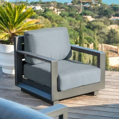 Salon de jardin aluminium 5 places 4 pcs Elba Gris anthracite