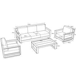 Salon de jardin aluminium 5 places 4 pcs Elba Gris anthracite et gris clair