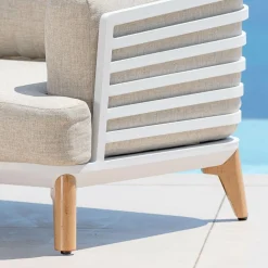 Salon de jardin aluminium 5 places 5 pcs Monte Carlo Blanc et taupe