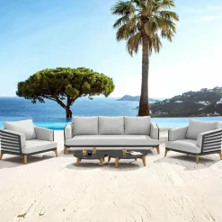 Salon de jardin aluminium 5 places 5 pcs Monte Carlo Gris anthracite et gris clair