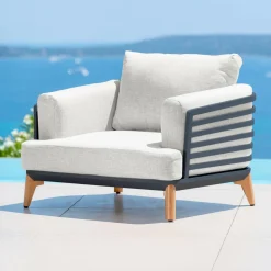 Salon de jardin aluminium 5 places 5 pcs Monte Carlo Gris anthracite et gris clair