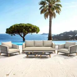 Salon de jardin aluminium 5 places 5 pcs Monte Carlo Gris anthracite et taupe