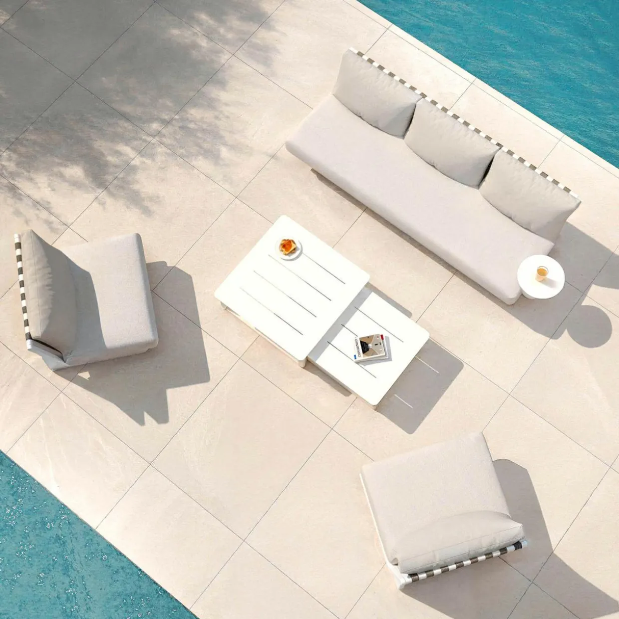 Salon de jardin aluminium 5 places Long Beach Blanc