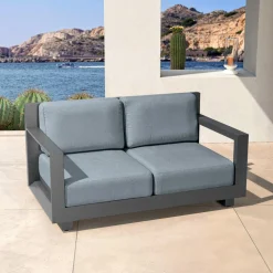 Salon de jardin aluminium 7 places 5 pcs Elba Gris anthracite