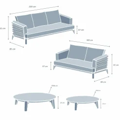 Salon de jardin aluminium 5 places 4 pcs Monte Carlo Gris anthracite et taupe