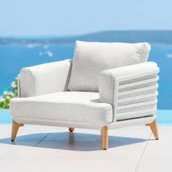 Salon de jardin aluminium 7 places 6 pcs Monte Carlo Blanc et gris clair