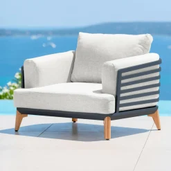 Salon de jardin aluminium 7 places 6 pcs Monte Carlo Gris anthracite et gris clair