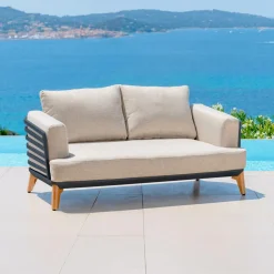 Salon de jardin aluminium 7 places 6 pcs Monte Carlo Gris anthracite et taupe