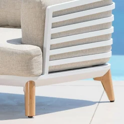Salon de jardin aluminium 8 places 6 pcs Monte Carlo Blanc et taupe
