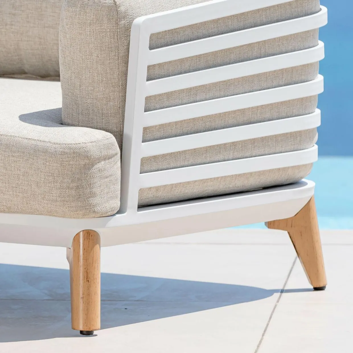 Salon de jardin aluminium 8 places 6 pcs Monte Carlo Blanc et taupe