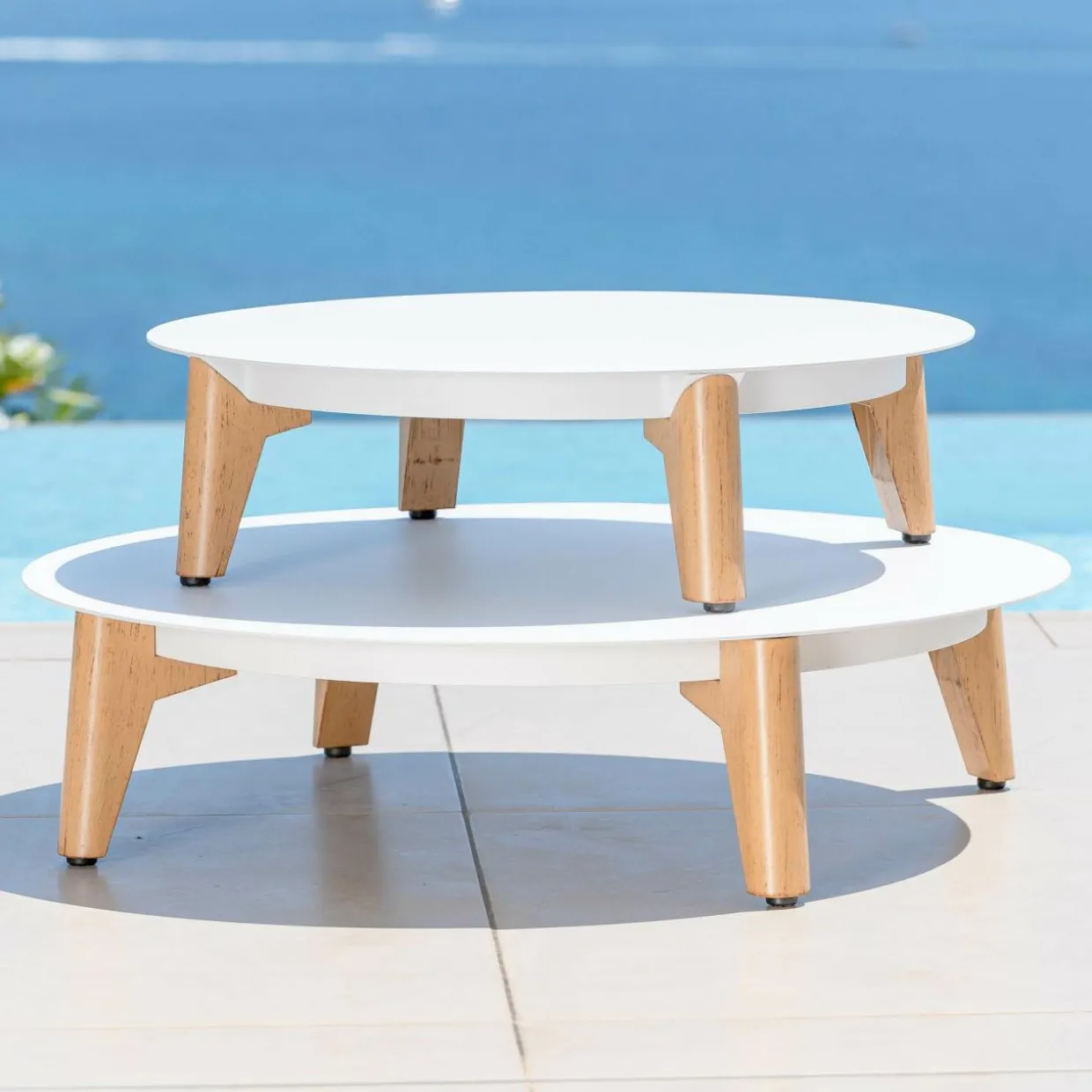 Salon de jardin aluminium 8 places 6 pcs Monte Carlo Blanc et taupe
