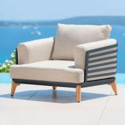 Salon de jardin aluminium 8 places 6 pcs Monte Carlo Gris anthracite et taupe