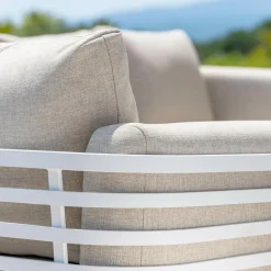 Salon de jardin aluminium 9 places 12 pcs Monte Carlo Blanc et taupe