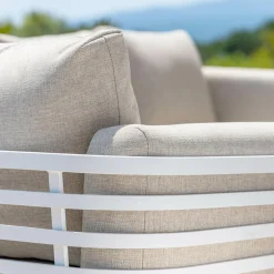 Salon de jardin aluminium 2 places 3 pcs Monte Carlo Blanc et taupe