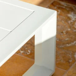 Salon de jardin d'angle aluminium 5 places Elba Blanc et taupe