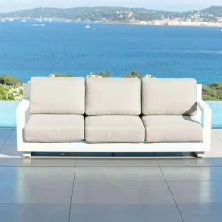 Salon de jardin d'angle aluminium 10 places Elba Blanc et taupe