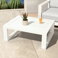 Salon de jardin d'angle aluminium 10 places Elba Blanc et taupe