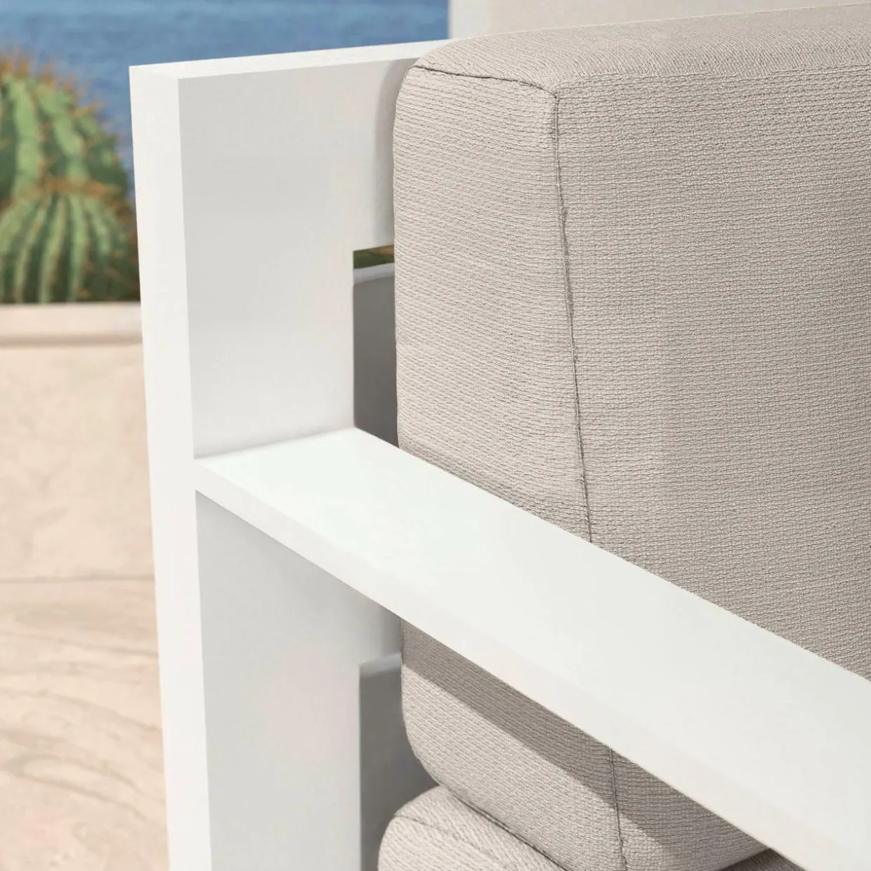 Salon de jardin d'angle aluminium 10 places Elba Blanc et taupe