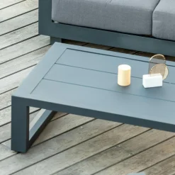 Salon de jardin d'angle aluminium 10 places Elba Gris anthracite