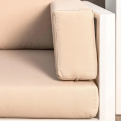 Salon de jardin d'angle en aluminium 6 places Ostara Blanc et taupe