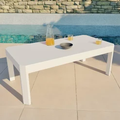 Salon de jardin d'angle en aluminium 6 places Ostara Blanc et taupe