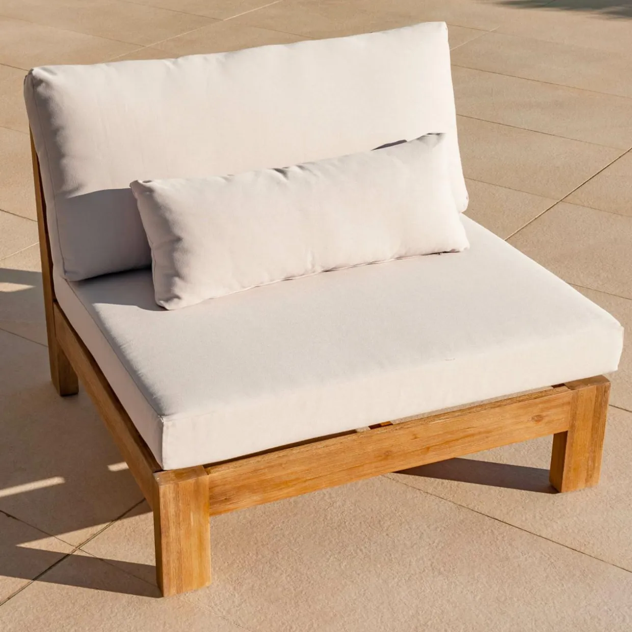 Salon de jardin d'angle en bois d'acacia 6 places 5 pcs Borneo Sable